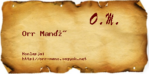 Orr Manó névjegykártya